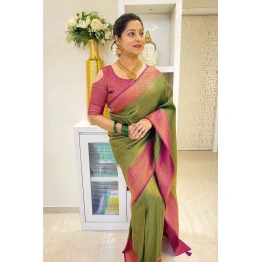 YNF Soft Silk Saree with Copper Jari Work, Rich Design, and Jacquard Border Blouse Piece