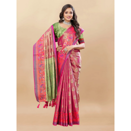 YNF Soft Kanjivaram Silk Saree with Rich Zari Weaving and Tassel-Embellished Pallu