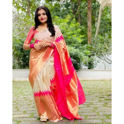 YNF Pure Lichi Silk Saree with Golden Jari, Grand Pallu & Jaquard Border – Bright & Light