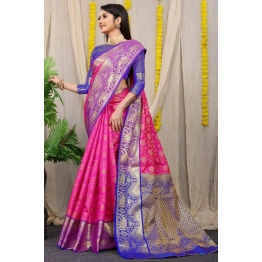 Kanchipuram Pattu Silk Saree with Zari Weaving Designer Brocade Blouse