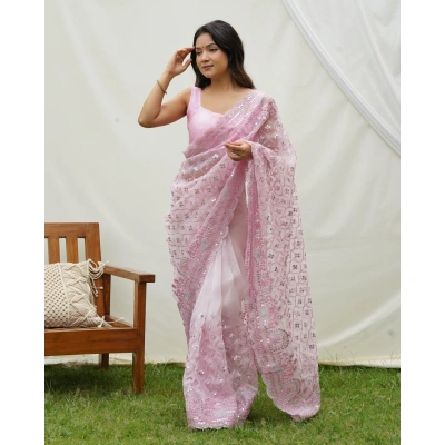 Organza Embroidered Saree with Designer Blouse