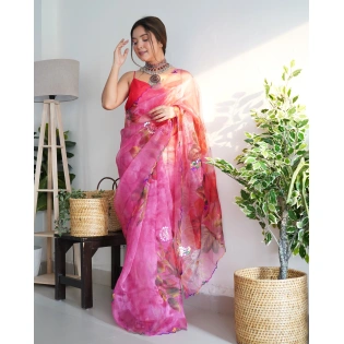 Organza Saree with Intricate Gota Patti and Cut Work