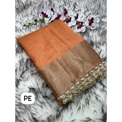 Elegant Banarsi Silk Saree with Designer Jaquar Paatta and Jarkan Lace