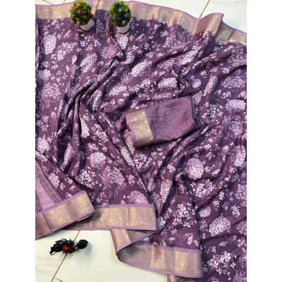 Beautiful Dola Silk Sarees: Exquisite Floral Design with Contrast Weaving Border