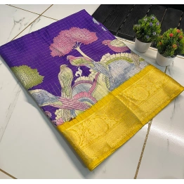 Antique-inspired Dola Silk Saree with 9" Jacquard Border