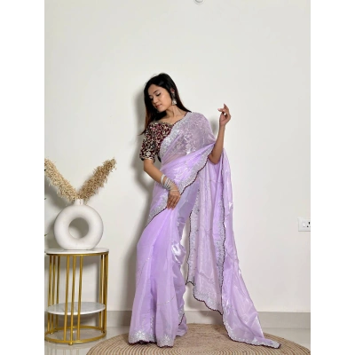 YNF Soft Jimmy Chuu Saree: Exquisite Embroidery, Sequins, and Jari Border