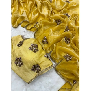 Designer Fendy Silk Saree with Unique Lace Embellishments