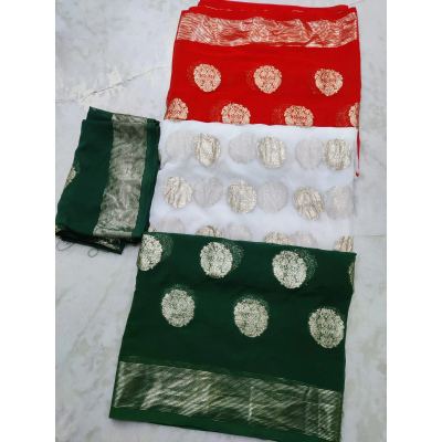 YNF Nauranga Jaipuri Tiranga Saree with Pure Jhorjt & Running Blouse