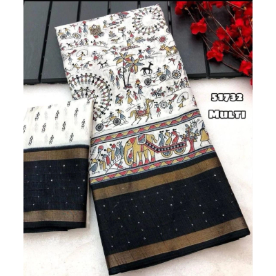 YNF Soft Cotton Kalamkari Saree with Zari Border and Sequins