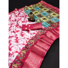 Handpicked Dola Silk Saree: Lightweight, Digital Print, Rich Contrast Details