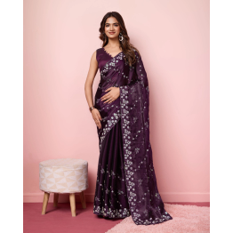 YNF Premium Burberry Silk Saree: Beautiful, Embroidered, and Elegant!