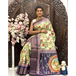 YNF Premium Digital Printed Silk Saree with Kanjivaram Border