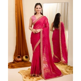 Hand-washable Organza Saree with 0.8m Blouse Piece