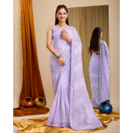 YNF Party-ready Georgette Saree with Stunning Sequin Embroidery