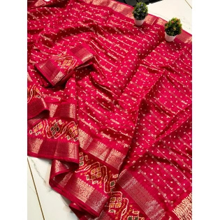 Candy Cotton Silk Saree with Intricate Jacquard Border - Authentic Design