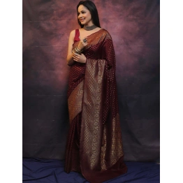 YNF Pure Banarasi Soft Silk Saree with Stunning Copper Zari Weaving