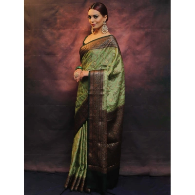 YNF Pure Banarasi Soft Silk Saree with Stunning Copper Zari Weaving