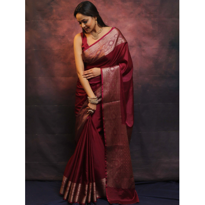 YNF Pure Banarasi Soft Silk Saree with Stunning Copper Zari Weaving