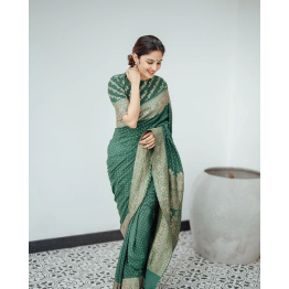 YNF Pure Banarasi Soft Silk Saree with Copper Zari Weaving