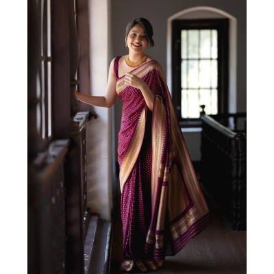 YNF Pure Banarasi Soft Silk Saree with Copper Zari Weaving