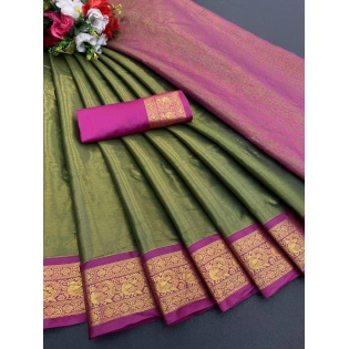 Exclusive Pure Upada Soft Silk Saree with Gold Peacock Design