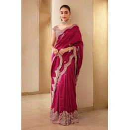 YNF Soft Vichitra Silk Saree: Exquisite Thread Work & Sequin Embellishments