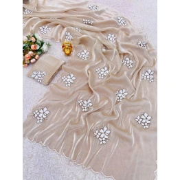 YNF Zimmy Choo Silk Saree with Intricate Cut Work Border