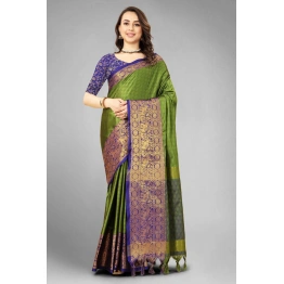 Aura Cotton Silk Saree with Broad Contrast Jacquard Work Border