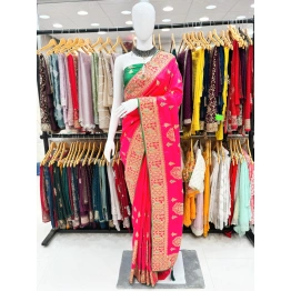 Soft Silk Saree with Contrasting Embroidery and Stones