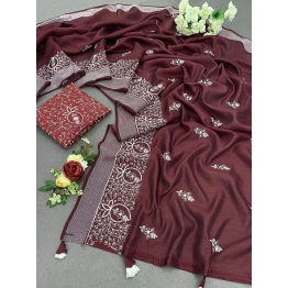 Embroidered Cotton Saree with Stunning Havli Work