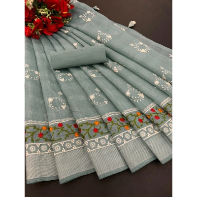 Cotton Embroidered Saree: Trending, Elegant, and Lightweight - 0.500kg