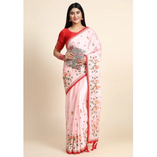 Embroidered Crepe Silk Saree with Diamond Detailing