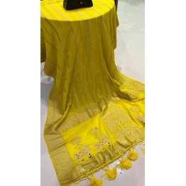 YNF Soft Silk Saree: Elegant Khadi Georgette with Rich Zari Weaving