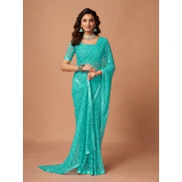 Soft Net Brasso Saree with Beautiful Flower Design and Jacquard Weaves