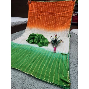 Independence Day Special: Mulmul Cotton Saree with Fancy Latkan - Perfect for Celebrations!