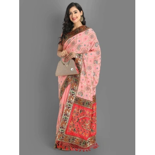 Chinon Silk Saree with Embroidery and Diamond Work