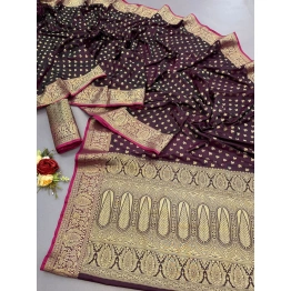 Satin Silk Saree: Golden Jari Work, Pink Border, Stunning Design!