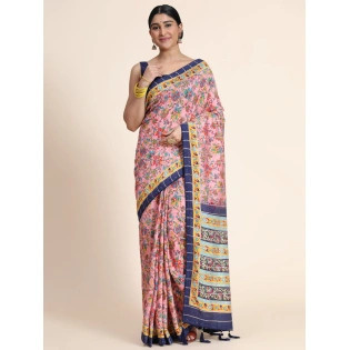 Chanderi Cotton Saree with Silk Blouse - Vibrant Digital Print