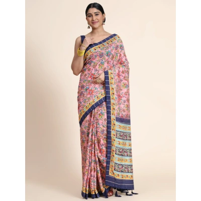 Chanderi Cotton Saree with Silk Blouse - Vibrant Digital Print