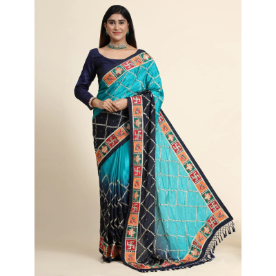 YNF Chinon Padding Soft Silk Saree with Embroidery and Diamond Work