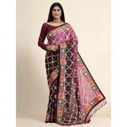 Chinon Padding Soft Silk Saree with Embroidery and Diamond Work