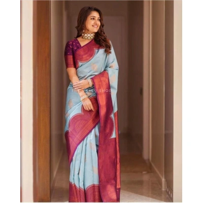 Soft Lichi Silk Saree: Rich Pallu, Jacquard Work, Beautiful Border Blouse