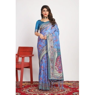 Pure Pashmina Silk Saree: Exquisite Weaving and Colorful Meena Work