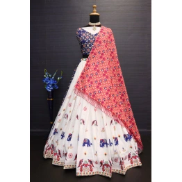 YNF Muslin Cotton Lehenga Set with Real Mirror Work - Complete Ensemble