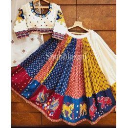 YNF Muslin Cotton Lehenga Set with Real Mirror Work - Complete Ensemble