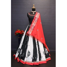 YNF Muslin Cotton Lehenga Set with Real Mirror Work - Complete Ensemble