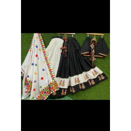 YNF Muslin Cotton Lehenga Set with Real Mirror Work - Complete Ensemble