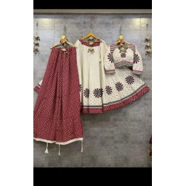 YNF Muslin Cotton Lehenga Set with Real Mirror Work - Complete Ensemble