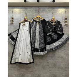 YNF Muslin Cotton Lehenga Set with Real Mirror Work - Complete Ensemble