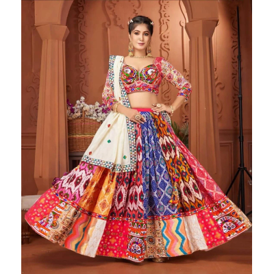 YNF Muslin Cotton Lehenga Set with Real Mirror Work - Complete Ensemble